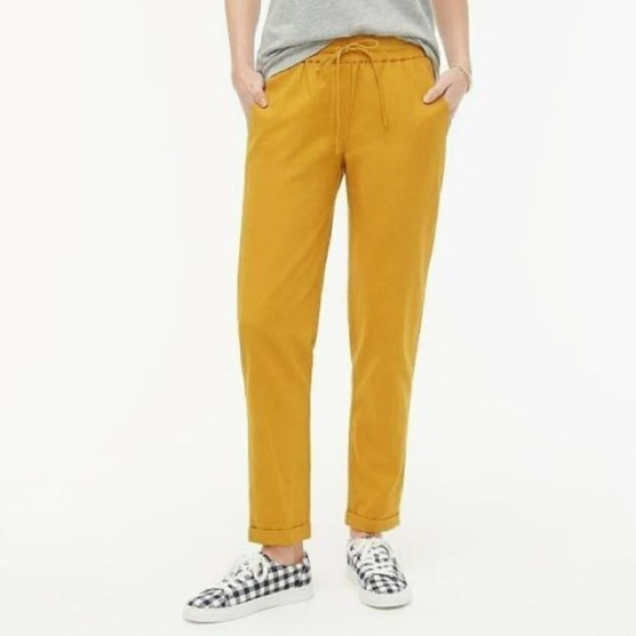 J Crew Factory Linen Drawstring Pant Yellow (Size:2) - Picture 1 of 1